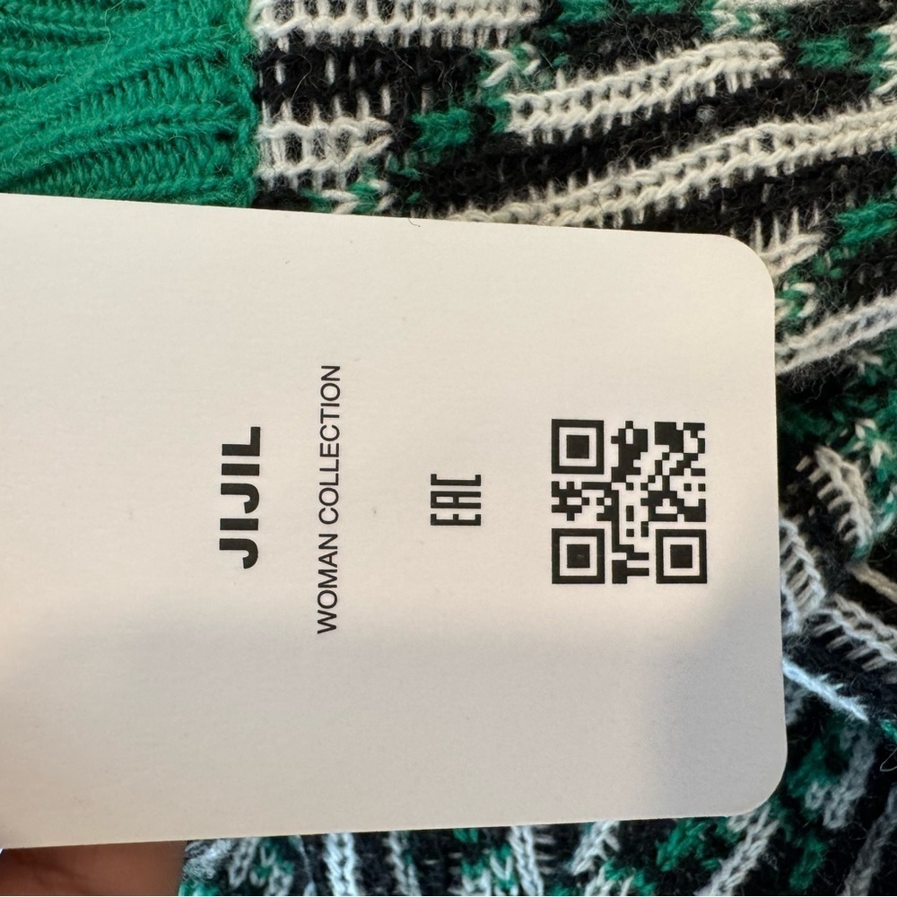 Jijil Green Patterned Knit Sweater Dress Wool Blend Chic Modern Sporty 40/M EU - Picture 10 of 10